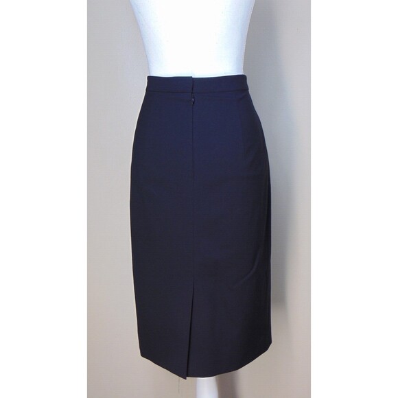 Theory Black Wool Blend Pencil Skirt Womens Size 8 Career Knee Lined Slit - Picture 4 of 7